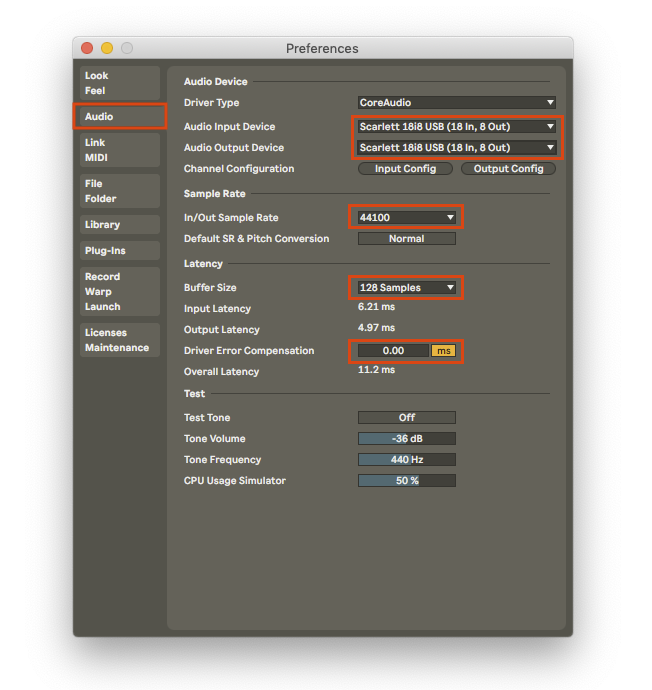 Armado de pistas y sección de monitoreo de canales en Ableton